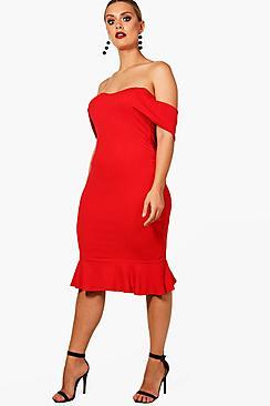 Boohoo Plus Bandeau Midi Bodycon Dress