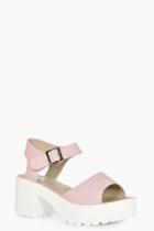 Boohoo Holly Peeptoe Two Part Cleated Sandal Pink