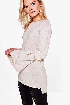 Boohoo Georgia Oversized Tie Sleeve Knitted Jumper