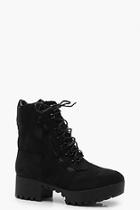Boohoo Chunky Zip And Lace Up Hiker Boots