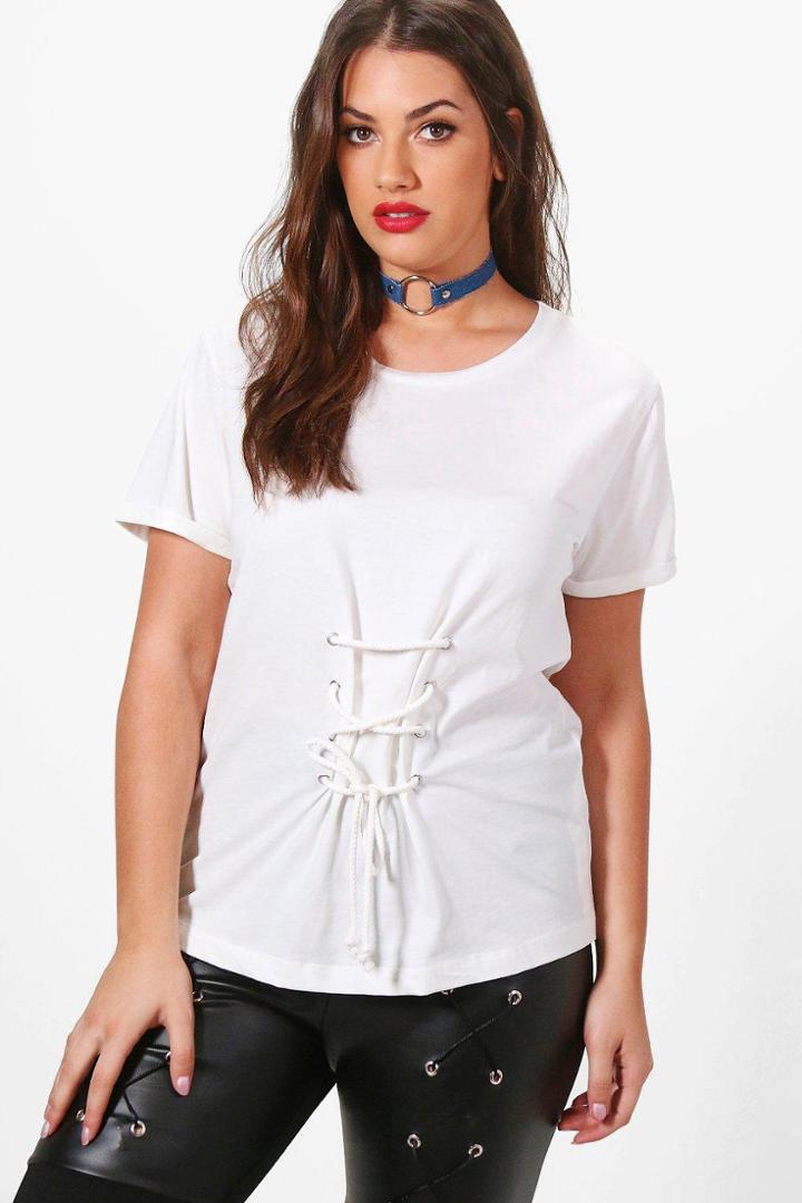 Boohoo Plus Jessica Corset T-shirt Ivory
