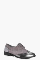 Boohoo Molly Lace Up Brogue Grey