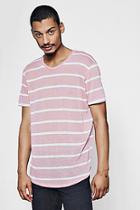 Boohoo Knitted Stripe Longline Curved Hem T-shirt