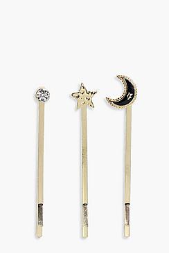 Boohoo Nina Galactic Moon & Stars Hair Grips Set