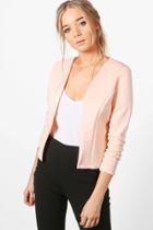 Boohoo Lucy Crop Fitted Blazer Nude