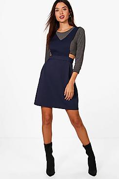 Boohoo Karina Tailored Pleated Pinafore Dress