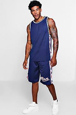 Boohoo Americano Stars Panel Basketball Short Set