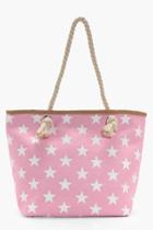 Boohoo Tilly All Over Star Print Beach Bag Pink