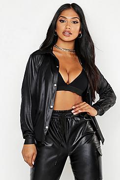 Boohoo Pu Oversized Shirt