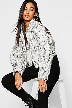 Boohoo Snake Pu Trucker Jacket