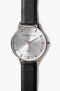 Boohoo Natasha Contrast Pu Strap Watch