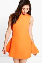 Boohoo Boutique Sia Sporty Textured Fit & Flare Dress Orange