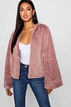 Boohoo Wide Sleeve Faux Fur Coat