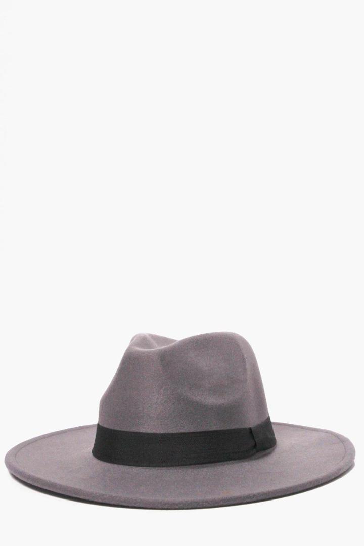 Boohoo Wool Look Fedora Grey