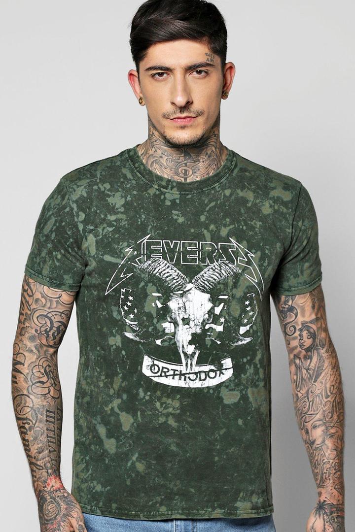 Boohoo Marble Wash Printed T Shirt Khaki