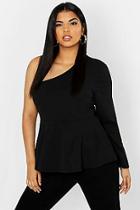 Boohoo Plus One Shoulder Peplum Top