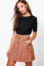 Boohoo Myra Lace Up Waistband Suedette Mini Skirt