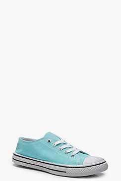 Boohoo Alexis Pastel Canvas Lace Up Pumps