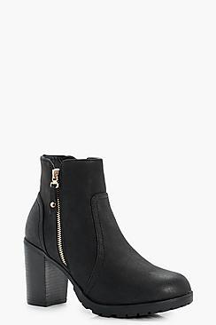 Boohoo Emmeline Zip Side Heeled Boots