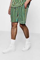 Boohoo Man Signature Velour Stripe Mid Length Shorts Co-ord