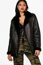 Boohoo Maddison Boutique Faux Fur Trim Aviator Jacket