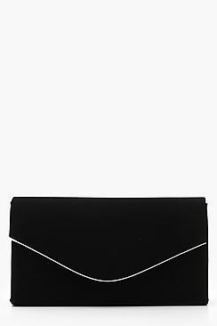 Boohoo Metallic Piping Clutch With Chain