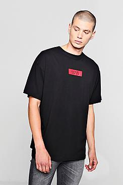 Boohoo Oversized Red Box Print T-shirt