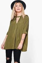 Boohoo Peyton Plunge Neck Oversized Tunic