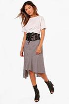 Boohoo Step Hem Woven Midi Skirt