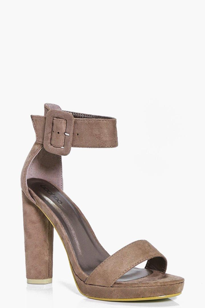 Boohoo Rachel Cylinder Two Part Heels Mocha