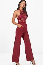 Boohoo Terri Caged And Sequin Jumpsuit