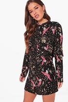 Boohoo Petite Floral Double Layer Shift Dress