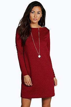 Boohoo Gabriella Long Sleeve Oversized Shift Dress