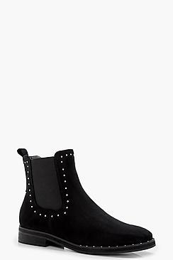 Boohoo Cerys Stud Trim And Rand Chelsea Boot