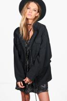 Boohoo Francesca Tie Waist Utility Jacket Black