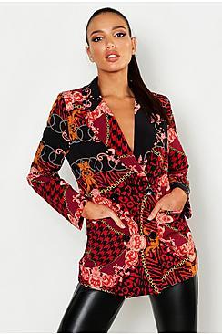 Boohoo Mixed Chain Print Suit Jacket