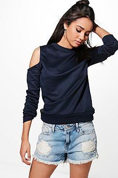 Boohoo Petite Ally Open Shoulder Sweat