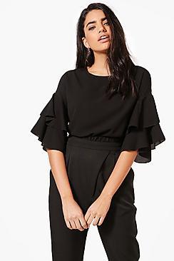 Boohoo Freya Ruffle Sleeve Top