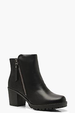 Boohoo Croc Panel Zip Side Chelsea Boots