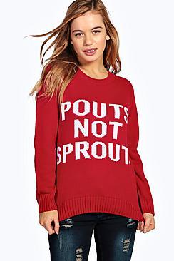 Boohoo Petite Grace Pouts Not Sprouts Christmas Jumper