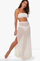 Boohoo Poppy Split Side Skirt & Bandeau Beach Co-ord