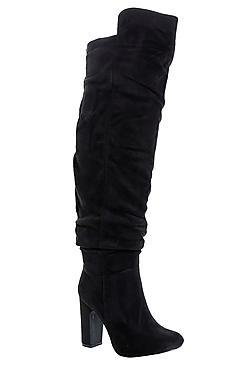 Boohoo Millie Ruched Block Heel Over The Knee
