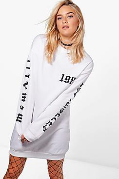 Boohoo Skye La Slogan Sweat Dress