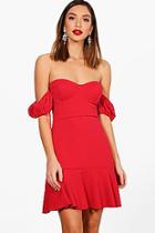 Boohoo Cup Detail Drop Hem Mini Dress