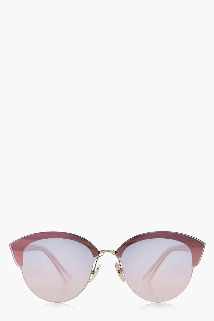Boohoo Rebecca Revo Flat Lense Cat Eye Sunglasses Gold