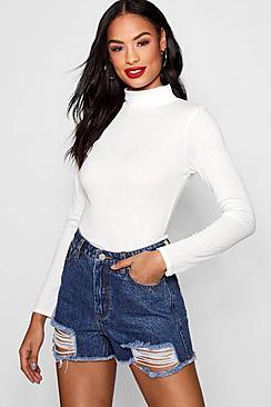 Boohoo Turtle Neck Rib Knit Sweater