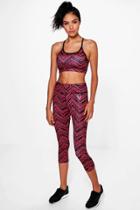 Boohoo Katie Fit Zig Zag Running Leggings Red