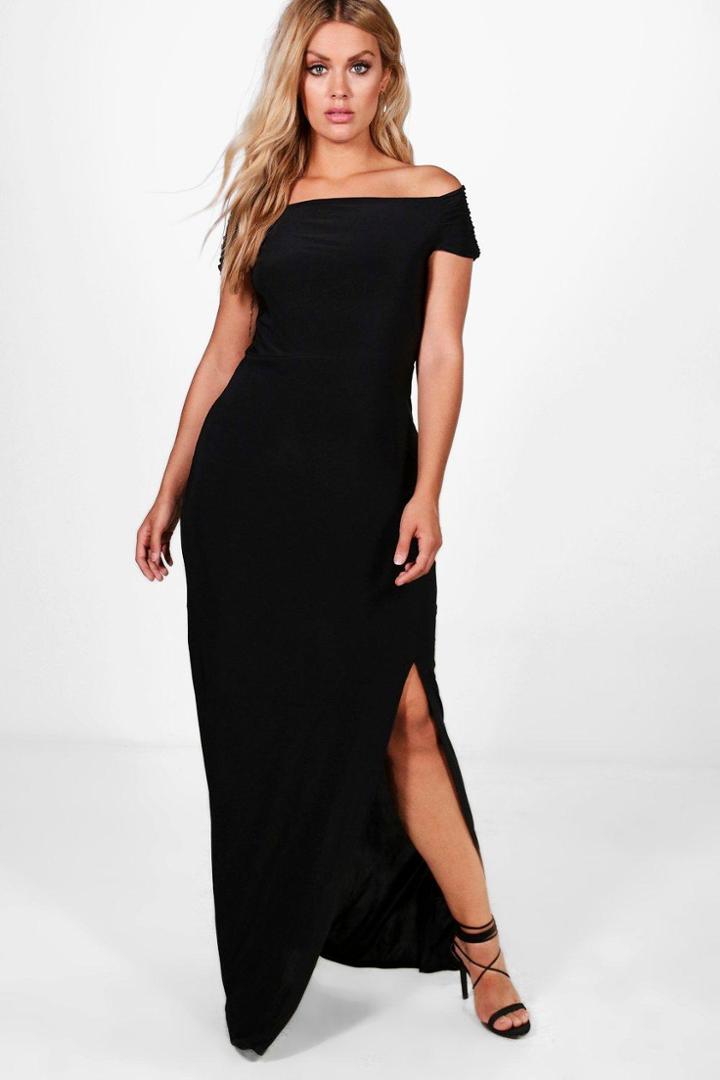 Boohoo Plus Louisa Off The Shoulder Maxi Dress Black