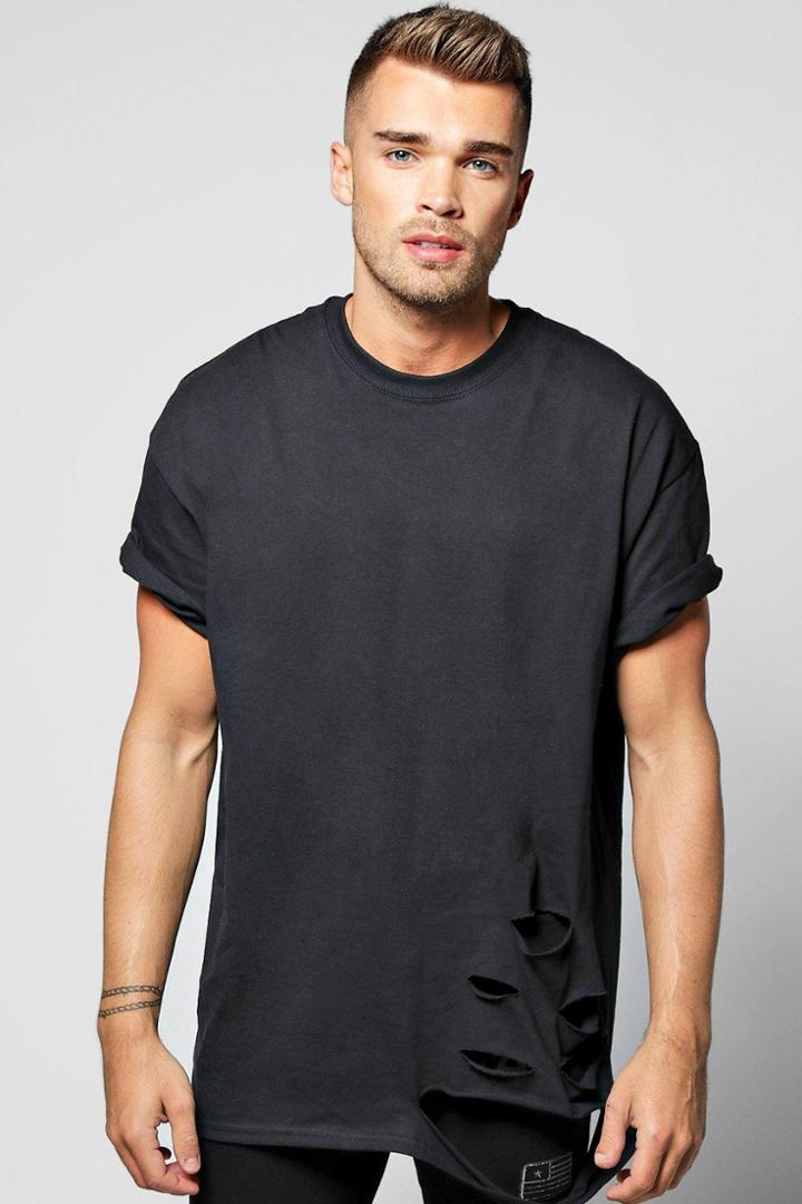 Boohoo Oversized Destroyed T-shirt Black