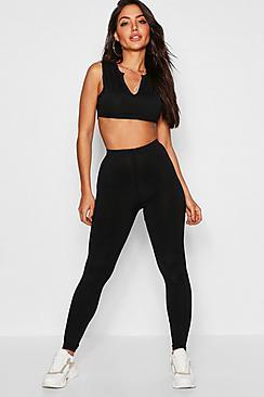 Boohoo Basic Jumbo Rib High Waist Leggings